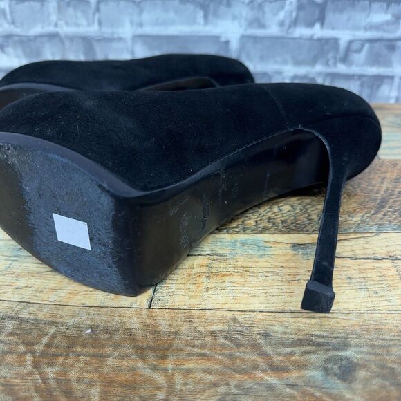 Yves Saint Laurent Tribtoo Black High Heel Suede Shoes Platform Pumps Women 41.5 - Picture 14 of 14